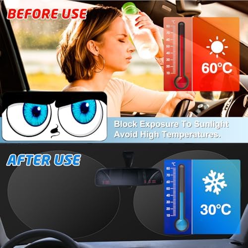 Windshield Sun Shade for Car, 63"x28.5" Universal Fit Front Window Sunshade with Double Steel Ring Frame, Car Sun Shade, UV Protection Windshield Cover with Storage Pouch (Big Eyes) - Image 3