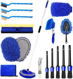 62'' Car Wash Brush Kit - Mitt, Mop, Sponge & Long Handle, Scratch-Free Chenille Replacement Head, Wheel Tire Brush, Car Detailing Kit for Cars, RV, Truck by NIKCOSMK