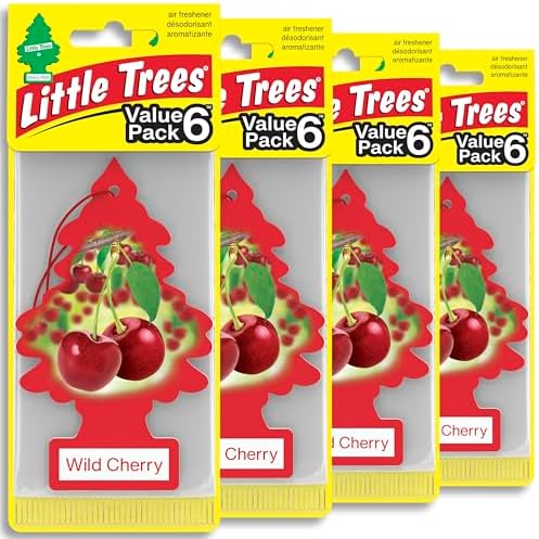 LITTLE TREES Car Air Freshener | Hanging Tree Provides Long Lasting Scent for Auto and Home | 24 Air Fresheners |Wild Cherry by LITTLETREES