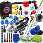 63PCS Car Wash Cleaning Kit,Car Wash Brush with Long Handle,Car Detailing Kit with Foam Gun,Car Cleaning Supplies,Handheld Vacuum, Car Detailing Kit (63PCS) by GASLIKE