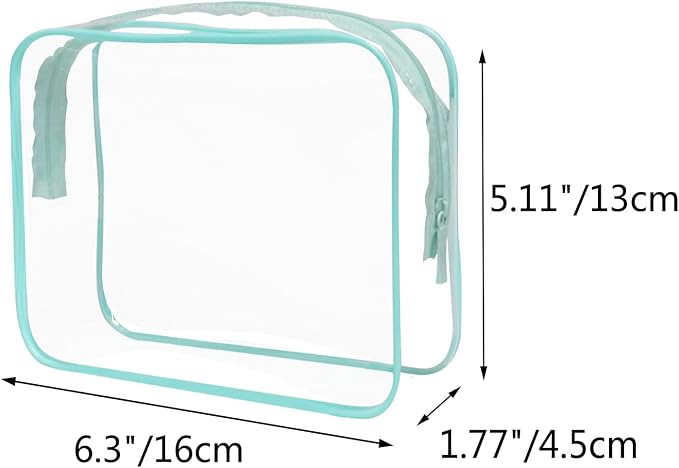 Buminee Clear Travel Bags for Toiletries, Makeup Bags, Cosmetic Bags, 6.3" x1.77" x5.1" Plastic Toiletry Bag, Clear Pouch, Cosmetic Bag for Women and Men-3 Pack Blue - Image 2