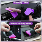 Windshield Cleaner Tool, 17Pcs Purple Car Interior Cleaning Kit, Detailing Kit Cleaner, Detailing Brush, Cleaning Gel, Inside Cleaning Supplies Accessories for Trucks, SUVs, RVs Window - Image 6