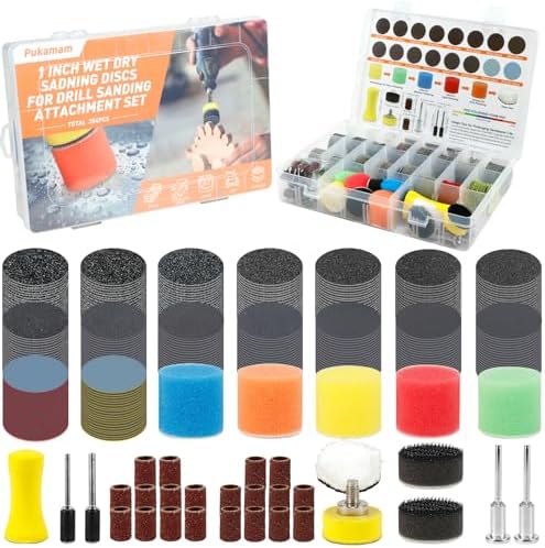 354 PCS 1 Inch Wet Dry Sanding Discs Drums 60-10000 Grit Assorted by Pukamam