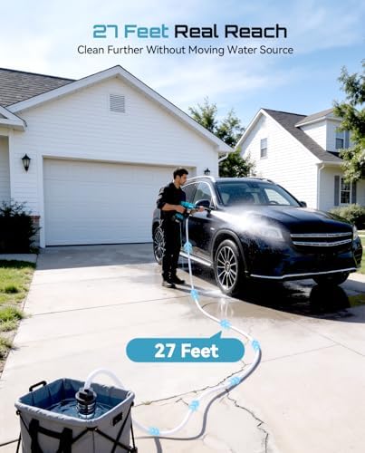 SEESII Cordless Car Washer, Dual 4000mAh Batteries Portable Washer with 6-in-1 Nozzle & Foam Cannon for Car, Home, Garden, Patio and Fence Cleaning - Image 6