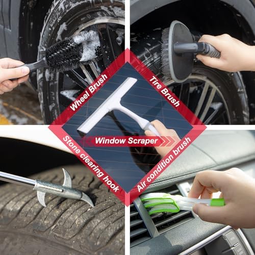 40Pcs Car Wash Cleaning Kit with Foam Gun Sprayer Detailing Brushes Wash Mop Windshield Cleaning Tool Tire Brush Towels Complete Interior Exterior Detailing Set for Car - Image 7