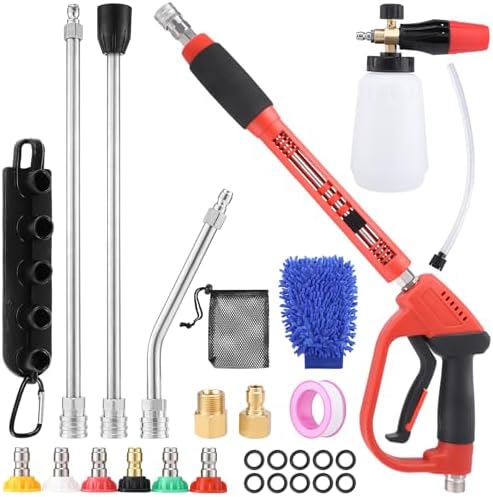 18-Pc Pressure Washer Accessory Kit with Foam Cannon, 5000 Psi by Gyfent