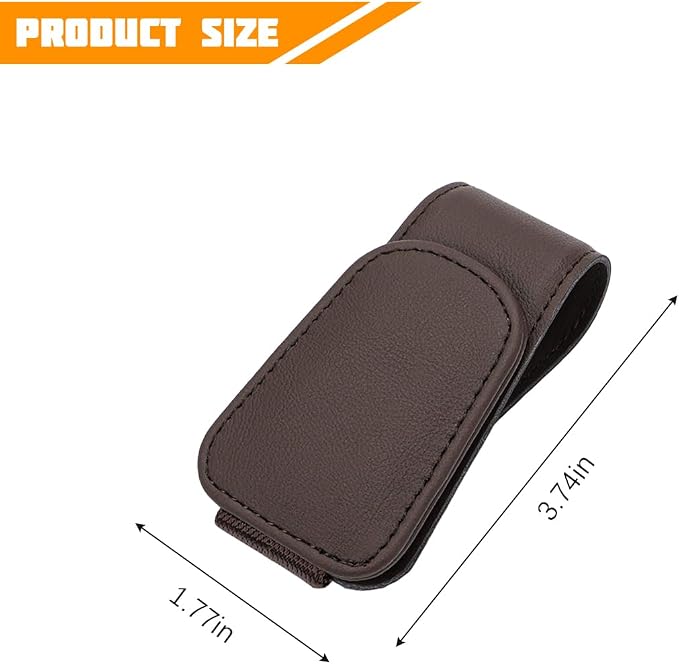 Sunglasses Holder for Car Visor, Microfiber Leather Magnetic Sun Visor Eyeglasses Hanger & Ticket Card Clip, Multi-Function Automotive Interior Glasses Mount, Universal Fit (Brown) - Image 2