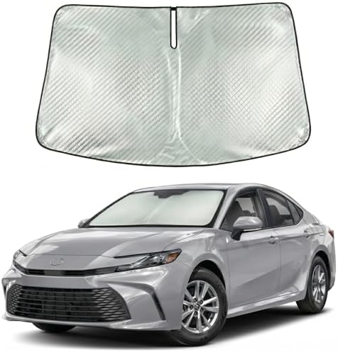 Windshield Sun Shade Custom Fit for 2025-2026 Toyota Camry, Advanced Diamond-Patterned Heat Shield to Block UV Rays, Foldable Auto Window Visor, Precise Mirror Cutout by Giselia