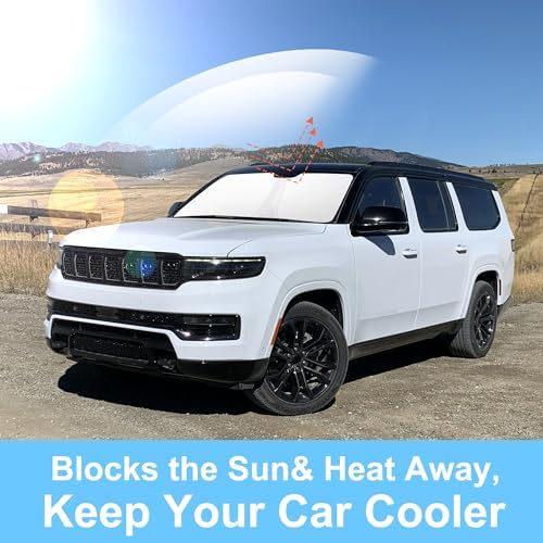 TINGLU Sun Shade for Jeep Wagoneer 2022-2025 2026(NOT for Grand Wagoneer) Accessories Windshield Sun Shade Window Shade UV Rays Protection Sun Visor Cover with Steering Wheel Sunshade Storage Bag - Image 5