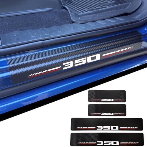 Car Door Sill Protectors for Ford F-350 F350 Super Duty（White，Fit for F350） | Thick Carbon Fiber Door Sill Scuff Plate Cover， Anti-Scratch Door Entry Guard，Car Door Decoration ，Cover Scratches by Unknown