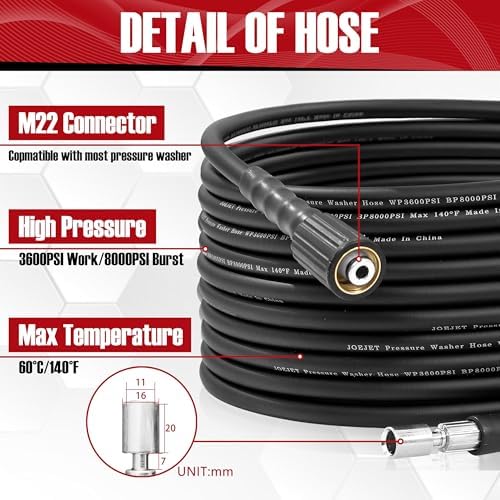JOEJET Pressure Washer Spray Gun and Hose 32FT, Extension Wand with Nozzles - Image 3
