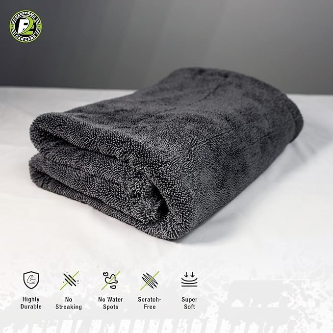 ExoForma Mega Car Drying Towel - Holds Up to 9 lbs, No Streaks, Scratches, or Water Spots | 1200 GSM Microfiber Double Twist Pile & Edgeless Design, 1 Quick & Effortless Dry, 2 Pack - 24” x 36” - Image 5