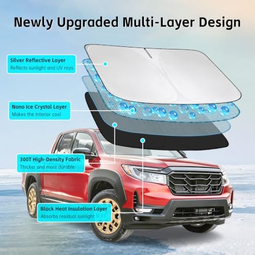 Windshield Sun Shade for Honda Ridgeline 2017-2026 Sunshade - Image 3