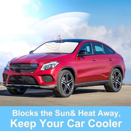 TINGLU Sun Shade for Mercedes Benz GLE-Class 2012-2019(Not for GLE Coupe) Accessories Windshield Sun Shade Window Shade UV Rays Protection Sun Visor Cover with Steering Wheel Sunshade Storage Bag - Image 5