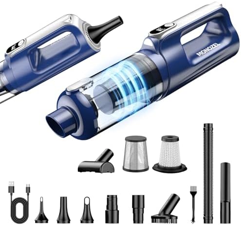 MONOZEL Car Vacuum Cleaner High Power, 18000Pa 2 in 1 Vacuum Cleaner&Air Duster, 130W Brushless Motor Handheld Vacuum Cordless with 7800mAh Battery, LED Light, Multi-Nozzles for Car, Home, Office, Pet by MONOZEL
