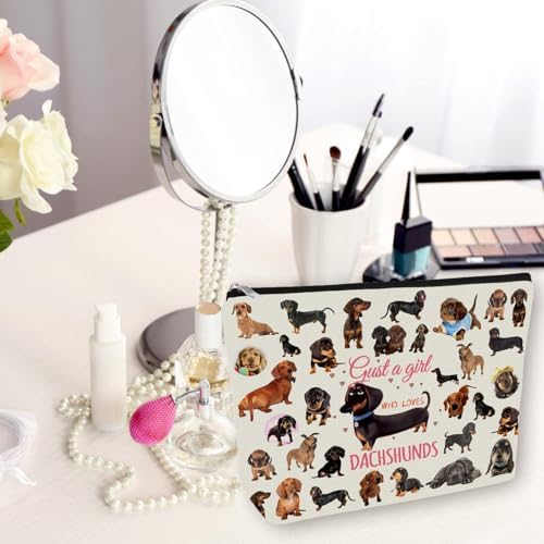 Dachshunds Makeup Bag For Dachshunds Lover Gift: Perfect Cosmetic Bag Just A Girl Who Love Dachshunds For Sisters, Friends,Teen Girls & Women.Ideal Gift For Travel, Birthdays, & Christmas. - Image 2