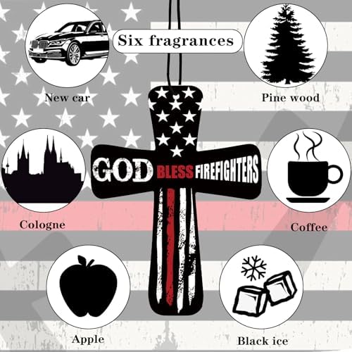 Fumete 24 Pcs Christian Firefighter Gift for Man Cross Car Air Fresheners - Image 3