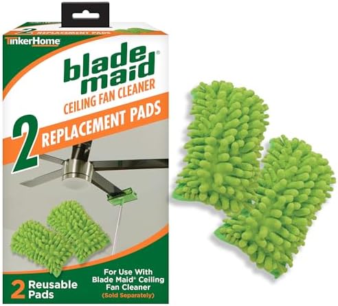 Blade Maid Replacement Microfiber Pads | Reusable, Machine Washable Pads for Blade Maid Ceiling Fan Cleaner with Extendable Pole for High Ceilings, Corner Cleaning Tool | Size 4.9" x 7.7" (Pack of 2) by BladeMaid