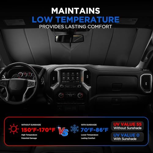 MAIKER Windshield Sunshade Compatible with Chevrolet Silverado 2019-2025 - Image 6