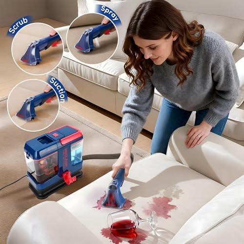 WECLEAN C5 Portable Carpet & Upholstery Spot Cleaner Machine,Deep Cleaning for Carpet,Car Couch, with Deep Cleaning Solution - Image 2
