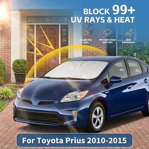 Windshield Sun Shade for Toyota Prius Hatchback 2010-2015 Double Layer 240T Front Window Shade Custom Fit Prius Sun Visor Foldable Shade Blocks UV Rays Summer Must Have Car Accessories - Image 2