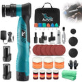 AUTIWOZ Cordless Mini Polisher Fast Change 1/3inch 12mm and 3mm Orbital, DA/RO Small Polisher for Car Detailing 6 Speeds, 2Pcs 2000mAh Li-ion Batteries, with Collet, Cone Cylinder Polishing Pads by AUTIWOZ