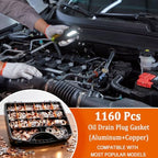 1160PCS Crush Washer Oil Drain Plug,18 Sizes Copper and Aluminum Crush Washers Assortment Kit,Automotive Oil Pan Drain Plug Gasket M6 M8 M10 M12 M14 M16 M18 M20 M22 M24 - Image 4