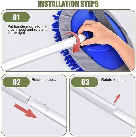 62" Car Wash Brush with Long Handle Chenille Scratch-Free Head Aluminum Pole - Image 6