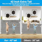 Reinforced 42" Tall X 80" Wide Retractable Baby Gate Extra Tall Cat Gate for Stairs No Sag Retractable Baby Gates for Doorways No Wrinkle Mesh Gates for Kids or Pets with Reinforced Strips, Gray - Image 3