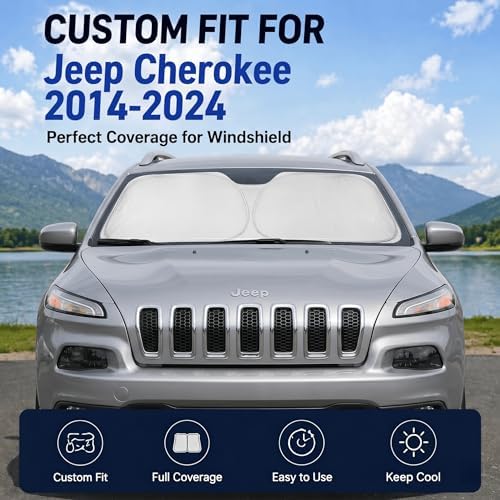 Custom Fit Windshield Sun Shade for Jeep Cherokee 2014-2024 - Image 2