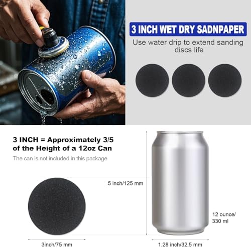 133 PCS Sanding Disc Drill Polishing Kit Sanding Attachment, 3 Inch Wet Dry Headlight Restoration Kit, Hook and Loop Sandpaper Buffing Pads with Rotary Tools for Car Wood Metal Glass Resin Expoxy - Image 4