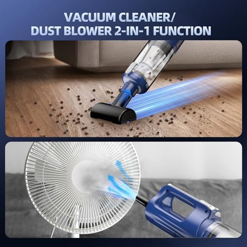 MONOZEL Car Vacuum Cleaner High Power, 18000Pa 2 in 1 Vacuum Cleaner&Air Duster, 130W Brushless Motor Handheld Vacuum Cordless with 7800mAh Battery, LED Light, Multi-Nozzles for Car, Home, Office, Pet - Image 6