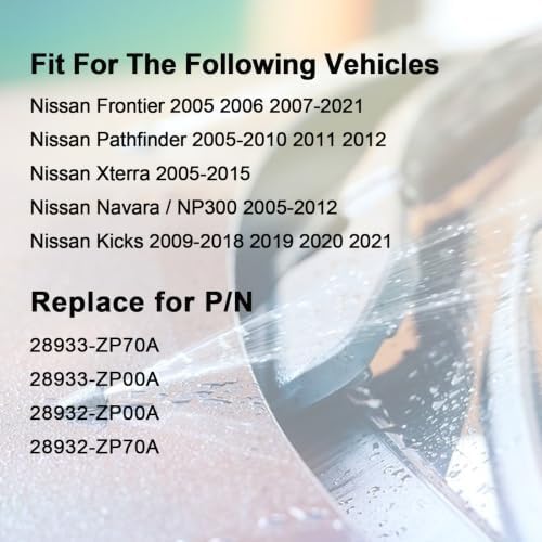 Front Windshield Washer Nozzles Kit for Nissan Frontier Navara 2005-2021 Pathfinder 05-12 Xterra 05-15 Kicks 09-21 Replaces 28933-ZP70A Wiper Spray Washer Jet with 3M Fluid Hose & 6 Connectors - Image 5