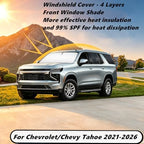 Windshield Sun Shade for Chevrolet/Chevy Tahoe 2021-2026 Compatible Accessories-4 Layers Custom Fit Foldable Front Window Sunshade Sun Visor Protector, Block UV Rays Keep Your Car Cooler - Image 2