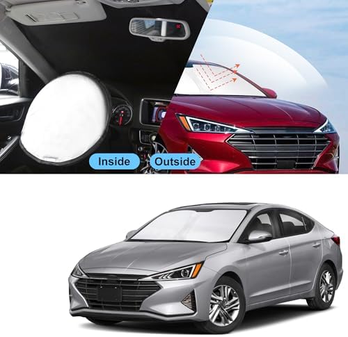 TINGLU Sun Shade for Hyundai Elantra 2017-2020 Accessories Windshield Sun Shade Window Shade UV Rays Protection Sun Visor Cover with Steering Wheel Sunshade Storage Bag - Image 6