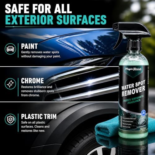Magic Finish Water Spot Remover for Cars – Professional Hard Water Stain & Mineral Deposit Remover for Paint, Chrome & Wheels – Restores Shine & Gloss – Frozen Margarita Scent – 16oz - Image 4