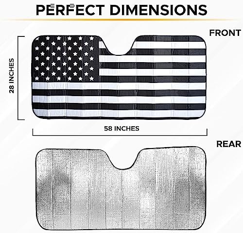 EcoNour Accordion Car Windshield Sun Shade American Flag Design | Reflective Car Window Shades for UV Protection & Heat Block | Foldable Sun Shield for Front Window | 58 x 27.5 Inches - Image 3