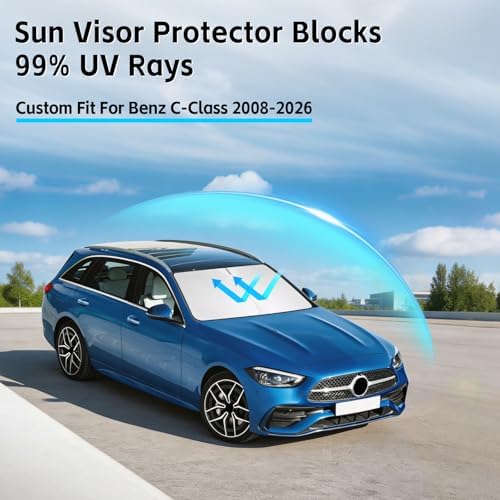 Windshield Sun Shade for Mercedes Benz C-Class C250 C300 C400 2008-2026 - Image 2