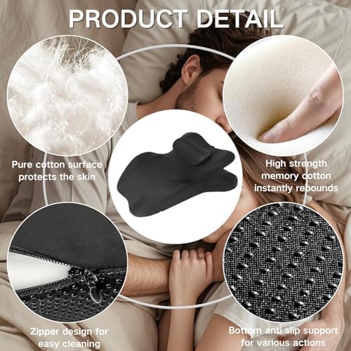 Couples Pillow Ergonomic Support Pillow Reading Pillow Memory Foam Lounger Cushion, 27-Degree Angle Design, NeckPillow, Contoured Multi-Position Support for Couples(Black,25"x22"x18") - Image 4