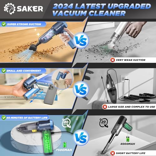 Saker Handheld Car Vacuum Portable Cordless17000Pa HL132 Blue - Image 6