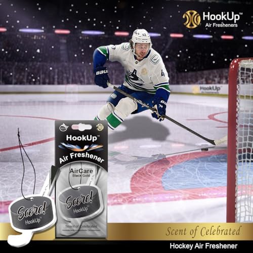 Hockey Car Air Freshener by HookUp - 50 Pack - Black Gold Scent (Extra Strong) | Unique Hockey Gift for Players, Coach, Fans | Hanging Car Accessory with Long Lasting Fresheners Smell - Image 3