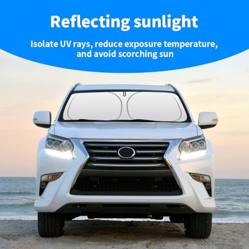 Front Windshield Sun Shade Custom Fit Compatible for GX400 GX460 2010-2023 Sunshade Foldable UV Ray Reflector Sun Visor Protector Accessories Shield Cover Reflective (for GX 2010-2023) - Image 3