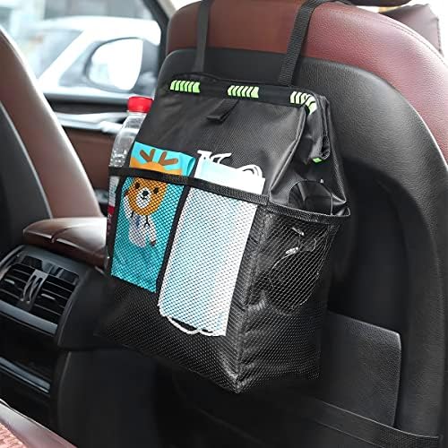 Fekey&JF Foldable Hanging Car Trash Can with Storage Pockets, Pink | waterproof lining, hanging strap, Velcro closure, fits most sedans, SUVs, and trucks, car interior accessories - Image 7