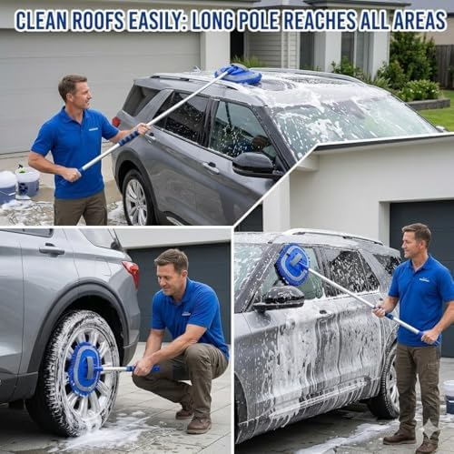 Wontolf 62'' Car Wash Brush Kit with Long Handle, Chenille Microfiber Car Wash Mop Mitt Scratch-Free Car Detailing Cleaning Brush Care Kit Car Cleaning Supplies for Cars RV Truck Boat - Image 3
