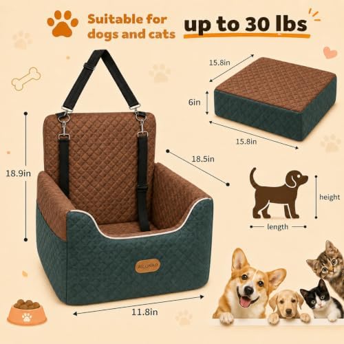 ALL GOOD PET SUPPLIES Dog Car Seat for Small/Medium Dogs Under 35lbs | Soft Memory Foam Booster Car Seat with Detachable Washable Cover and Cushion, Puppy Dog Bed - Image 3