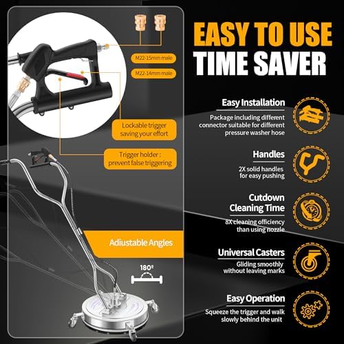LidoDola 20'' Pressure Washer Surface Cleaner, Power Washer Accessory - Image 3