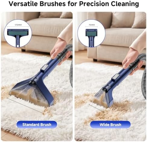 Portable Carpet Cleaner & Upholstery Cleaner Machine - 21Kpa Carpet Cleaner Machine, Self-Cleaning, Deep Cleaner for Pet Stains, Cars, Couch, Rug, Furniture with Dual Brush, Large Tank, Blue - Image 4
