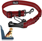 SlowTon Dog Car Seat Belt, 3 in 1 Latch Bar Attachment Dog Safety Seatbelt | Hook Latch Bar& Seatbelt Buckle, Reflective, Heavy Duty Nylon, Durability, Easy of Use, for Travel Riding, Red, 35.5" by SlowTon