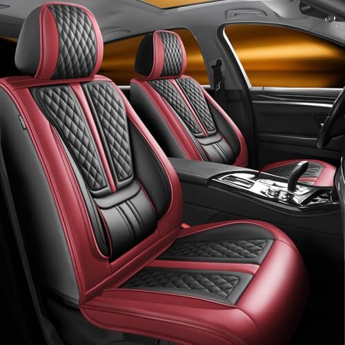 Fit Gladiator Car Seat Covers Compatible with Jeep Gladiator 2020-2024 2025 2026.Full Coverage Waterproof Leather,All-Weather Seat Cushion Protector-Easy Installation(Full Set,Red) by Unknown