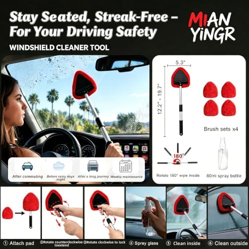 Windshield Cleaner Tool, 17Pcs Red Car Interior Detailing Kit - Image 2